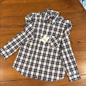 Untuck it Blue and White Button Down Shirt Classic Plaid Design